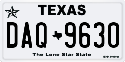 TX license plate DAQ9630