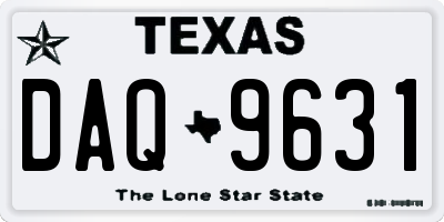 TX license plate DAQ9631