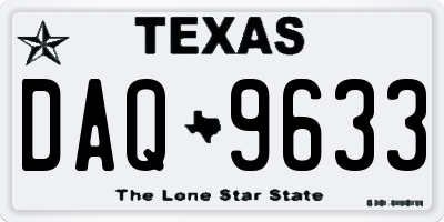 TX license plate DAQ9633