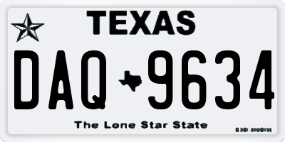TX license plate DAQ9634