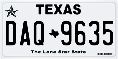 TX license plate DAQ9635