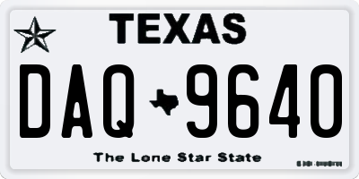 TX license plate DAQ9640