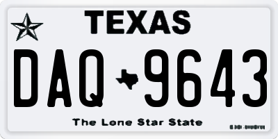 TX license plate DAQ9643