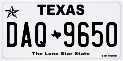 TX license plate DAQ9650