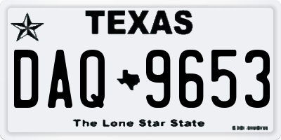 TX license plate DAQ9653