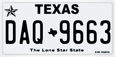TX license plate DAQ9663