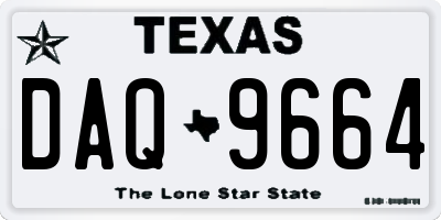 TX license plate DAQ9664
