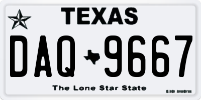 TX license plate DAQ9667