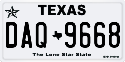 TX license plate DAQ9668