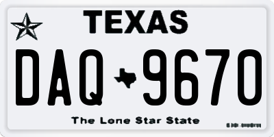 TX license plate DAQ9670