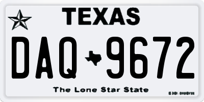 TX license plate DAQ9672