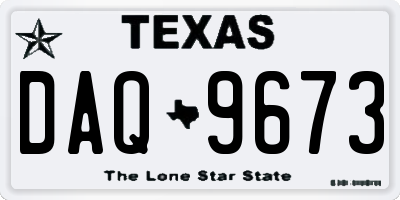 TX license plate DAQ9673