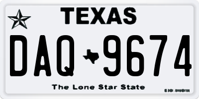 TX license plate DAQ9674