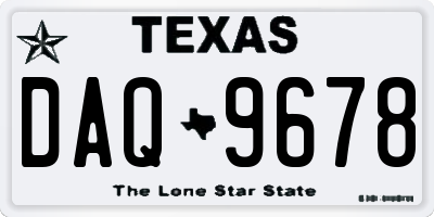 TX license plate DAQ9678