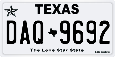 TX license plate DAQ9692