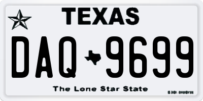TX license plate DAQ9699