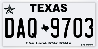 TX license plate DAQ9703