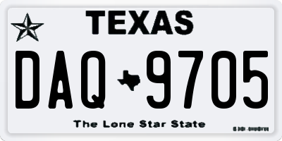 TX license plate DAQ9705