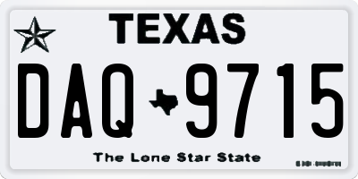 TX license plate DAQ9715