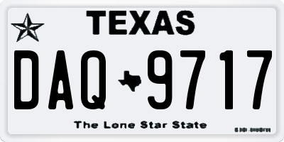TX license plate DAQ9717