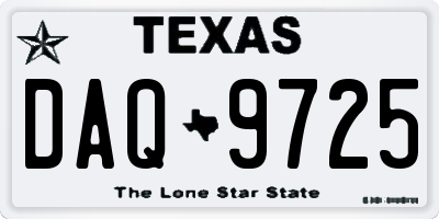 TX license plate DAQ9725