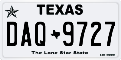 TX license plate DAQ9727