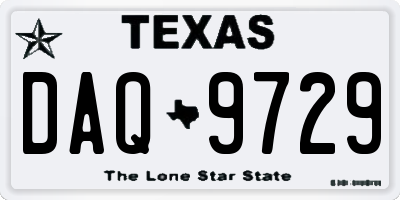 TX license plate DAQ9729