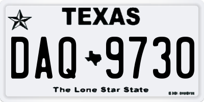 TX license plate DAQ9730