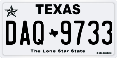 TX license plate DAQ9733