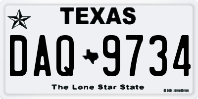 TX license plate DAQ9734