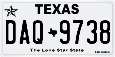 TX license plate DAQ9738