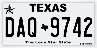 TX license plate DAQ9742