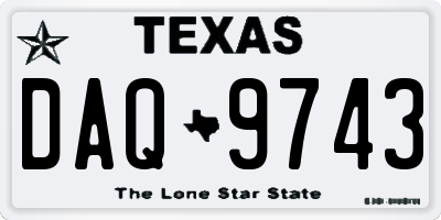 TX license plate DAQ9743