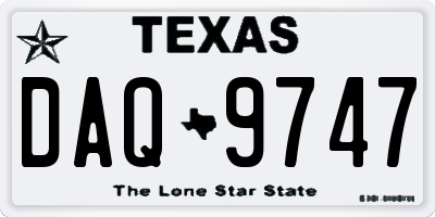 TX license plate DAQ9747