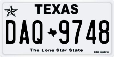 TX license plate DAQ9748