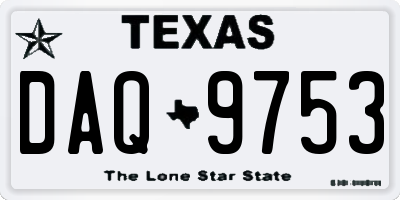 TX license plate DAQ9753