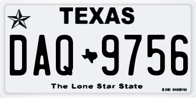 TX license plate DAQ9756