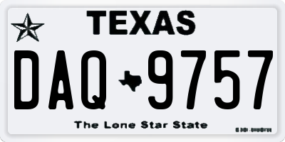 TX license plate DAQ9757