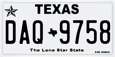 TX license plate DAQ9758