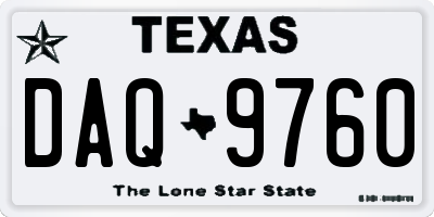 TX license plate DAQ9760