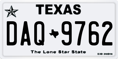 TX license plate DAQ9762