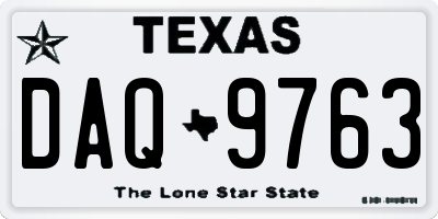 TX license plate DAQ9763