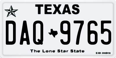 TX license plate DAQ9765