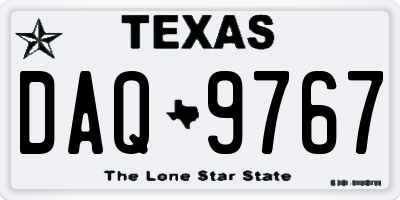 TX license plate DAQ9767