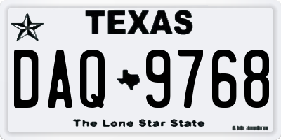 TX license plate DAQ9768