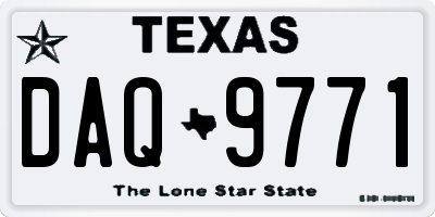 TX license plate DAQ9771