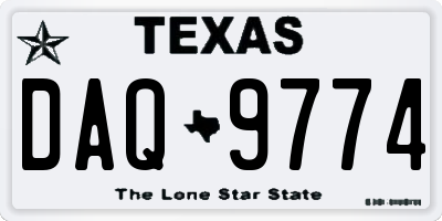 TX license plate DAQ9774