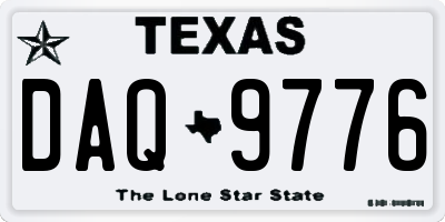 TX license plate DAQ9776
