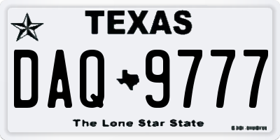 TX license plate DAQ9777