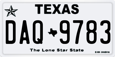 TX license plate DAQ9783